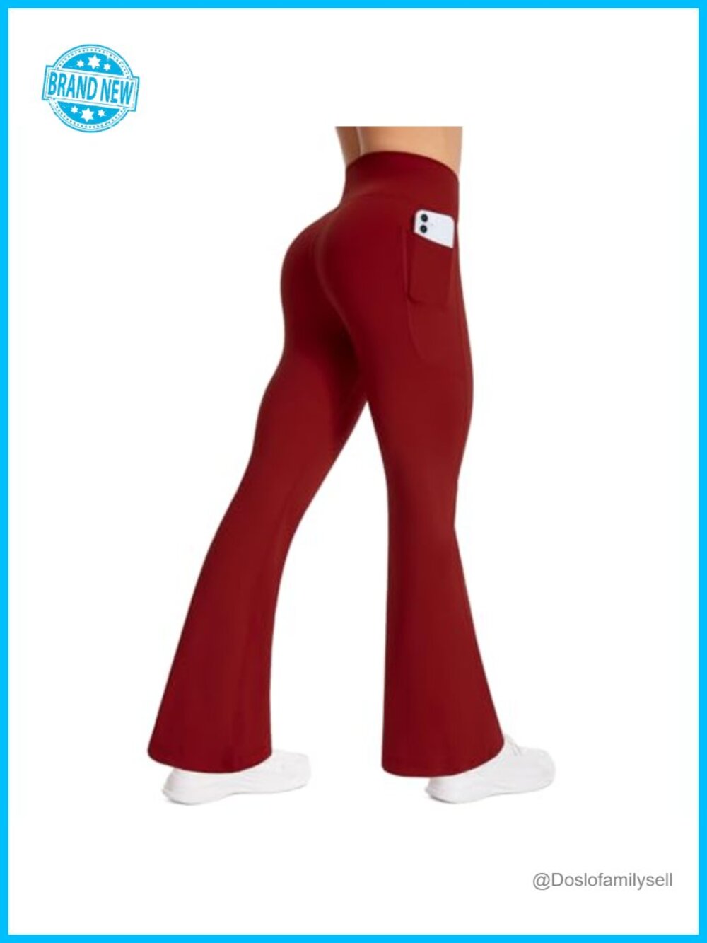 High Waist Yoga Pants with Side Pockets Flared Leggings Workout Bell Bottoms